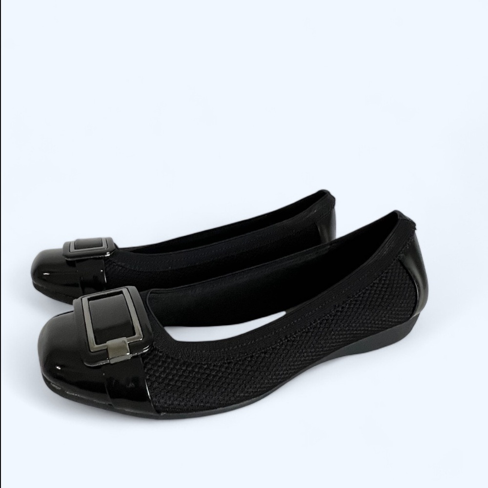 2/$30 Anne Klein Ulivera Black Flats Slip On Comfortable Memory Foam SZ 6